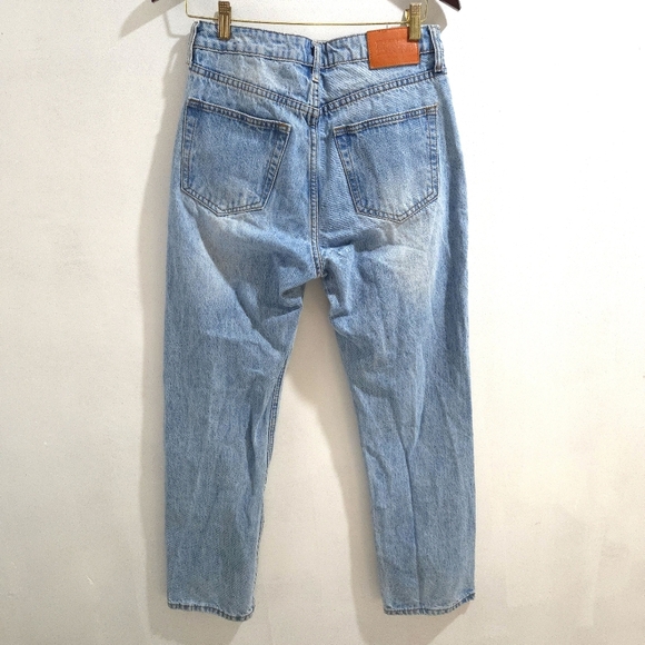 Princess Polly | Blue Distressed Women's Straight Leg Jean - Picture 8 of 13